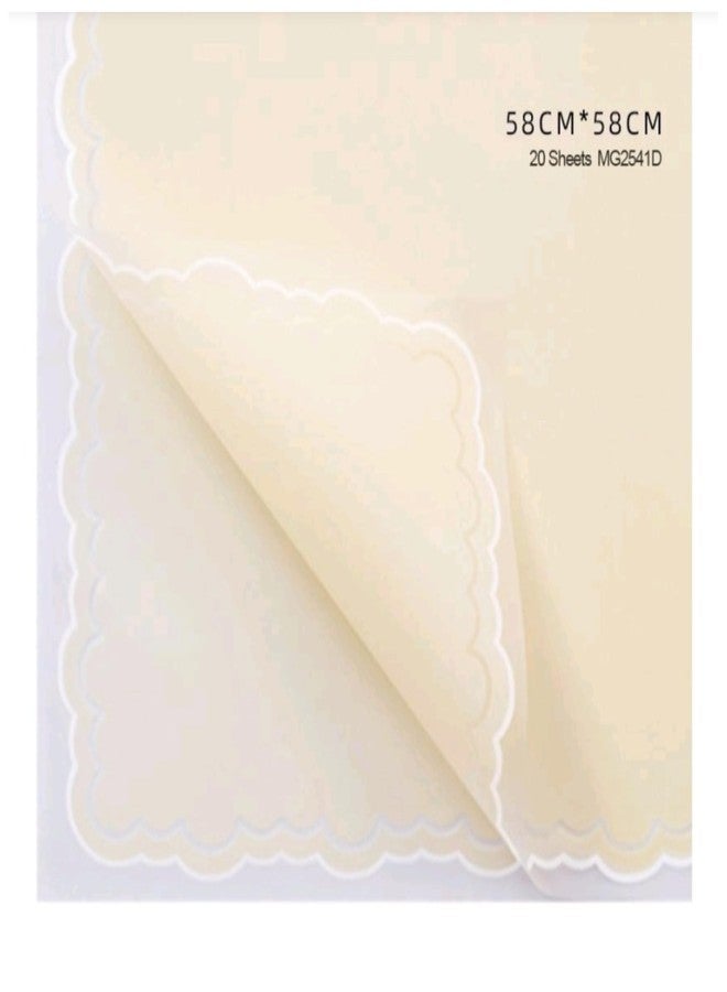 Zarwani - 10 Sheets Korean Style Waterproof Light Yellow Bouquet Wrapping Paper (58cm x 58cm, 60 Microns) | Wavy Lines Design, Giftwrap for Flowers & DIY Gift Wrapping Paper (10, Wavy L Yellow) - Image 1